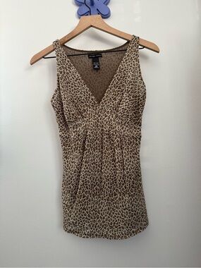 Y2K XS Animal Print Cheetah Babydoll Tank V Neck Relaxed Chic Streetwear